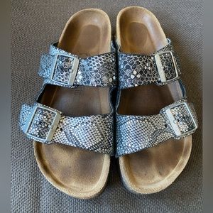 Metallic Snake Print Birkenstock Arizonas